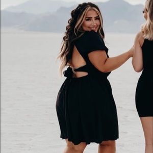 Black open back babydoll dress